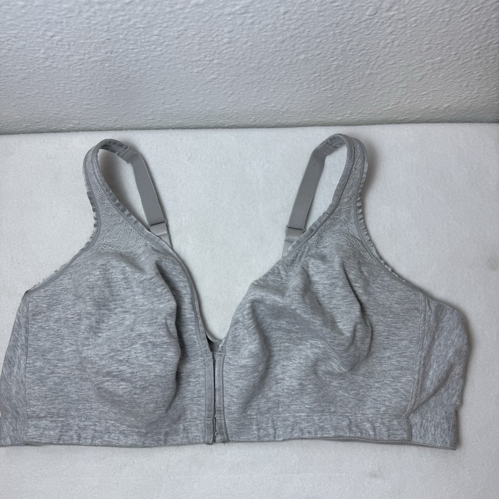 Catherines Cotton Comfort Wireless Full Coverage Bra 52C Front Close Gray 5210